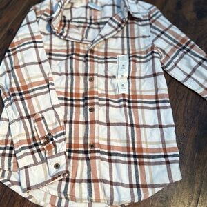 Cat & Jack Brown and White Button Down Shirt